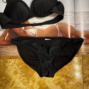 NEW Xhilaration Grecian Braided Hip Moderate Bikini Swim Bottom Black NWOT Sz S